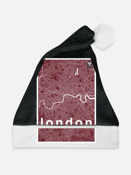 London Hipster Stadt Karte rot - Weihnachtsmütze - Schwarz/Weiß - Vorne