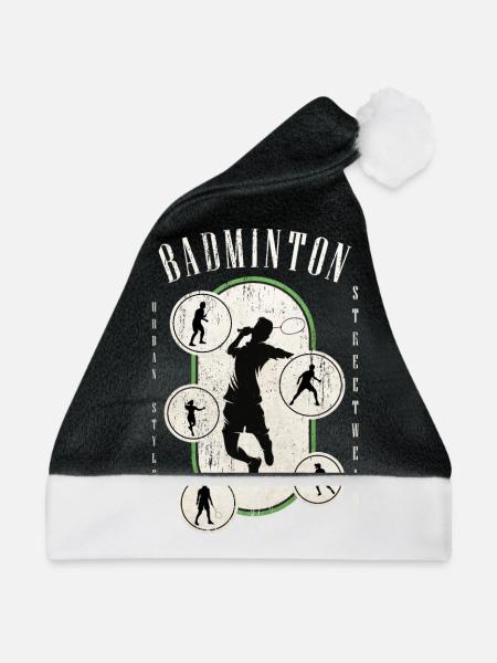 Badminton Federball Sport Spieler Vintage Retro - Weihnachtsmütze - Schwarz/Weiß - Vorne
