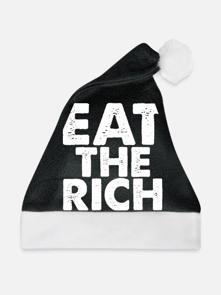 EAT the RICH light - Weihnachtsmütze - Schwarz/Weiß