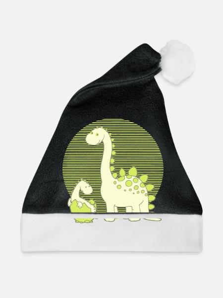 Dinosaur Mom with Hatching Egg - Weihnachtsmütze - Schwarz/Weiß