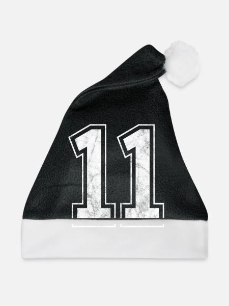 Anzahl 11 - Weihnachtsmütze - Schwarz/Weiß - Vorne