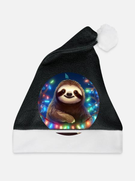 Faultier im Weihnachtsschmuck, Liebe Faultiere - Weihnachtsmütze - Schwarz/Weiß