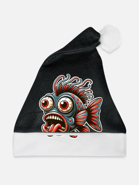 Fisch Crazy - Weihnachtsmütze - Schwarz/Weiß