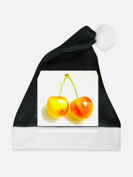 Kirsche - Weihnachtsmütze - Schwarz/Weiß - Vorne