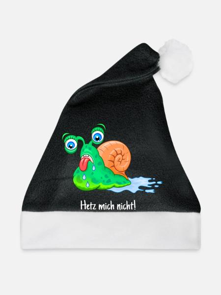 Nicht hetzen, dicke Schnecke, fett, laufen, - Weihnachtsmütze - Schwarz/Weiß - Vorne
