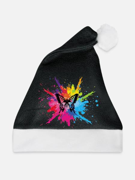 Mehrfarbiger Schmetterling - Weihnachtsmütze - Schwarz/Weiß