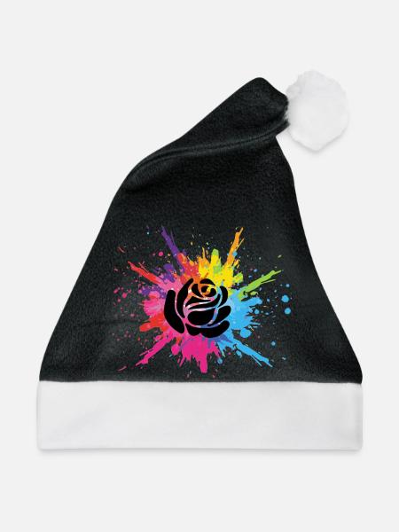 Schwarze Blume und mehrfarbige Explosion - Weihnachtsmütze - Schwarz/Weiß