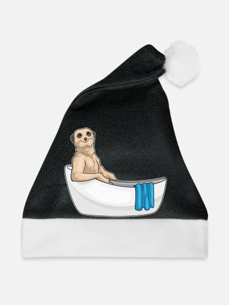Erdmännchen Baden Badewanne - Weihnachtsmütze - Schwarz/Weiß