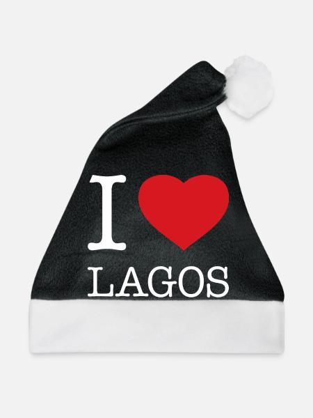 I LOVE LAGOS Nigeria - Weihnachtsmütze - Schwarz/Weiß - Vorne