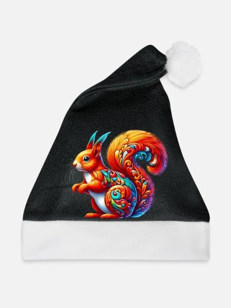 Eichhörnchen - Weihnachtsmütze - Schwarz/Weiß