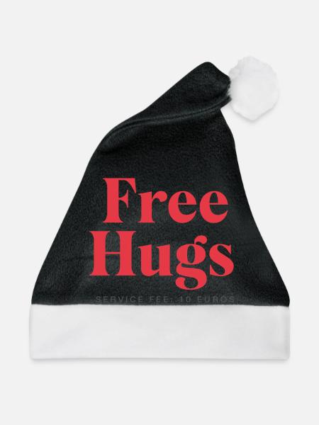 Lustiges Statement – Free Hugs Service Fee: 10Euro - Weihnachtsmütze - Schwarz/Weiß