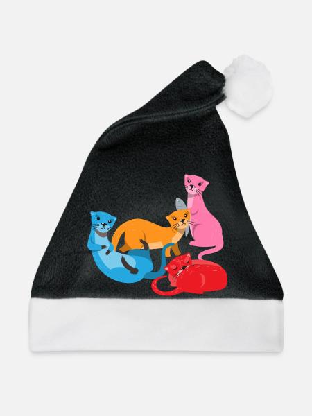 Seeotter Cartoon Fischotter - Weihnachtsmütze - Schwarz/Weiß
