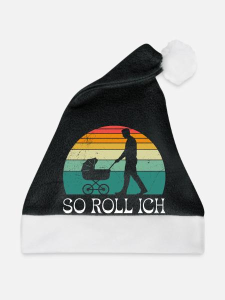 Bald Papa SO ROLL ICH LUSTIG - Weihnachtsmütze - Schwarz/Weiß