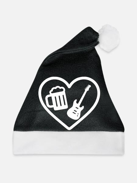 Heart Rock Bier - Weihnachtsmütze - Schwarz/Weiß - Vorne