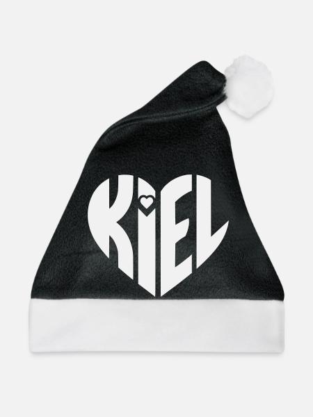 Kiel Herz Typografie - Weihnachtsmütze - Schwarz/Weiß