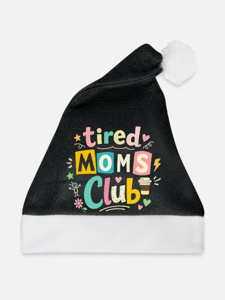 Müde Mamas Club - Kaffee Mama Humor - Weihnachtsmütze - Schwarz/Weiß - Vorne