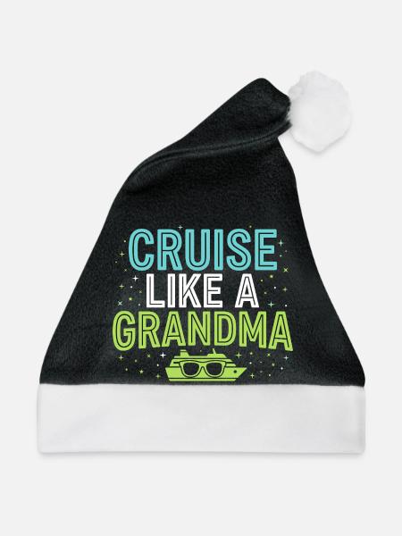 Kreuzfahrt-oma, Oma An Deck, - Weihnachtsmütze - Schwarz/Weiß