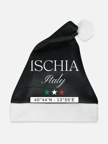 Ischia Italien Souvenir – Reise minimalistisch - Weihnachtsmütze - Schwarz/Weiß - Vorne