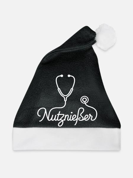 Begünstigter mit Stethoskop Ironisches Medizin - Weihnachtsmütze - Schwarz/Weiß - Vorne
