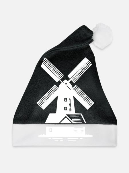 Klassische Windmühle für Getreide und Mehl - Weihnachtsmütze - Schwarz/Weiß - Vorne