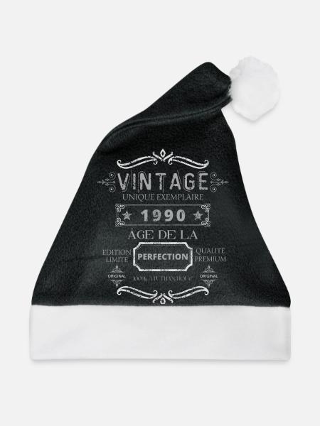 Age of Perfection Jahrgang 1990 - Weihnachtsmütze - Schwarz/Weiß - Vorne