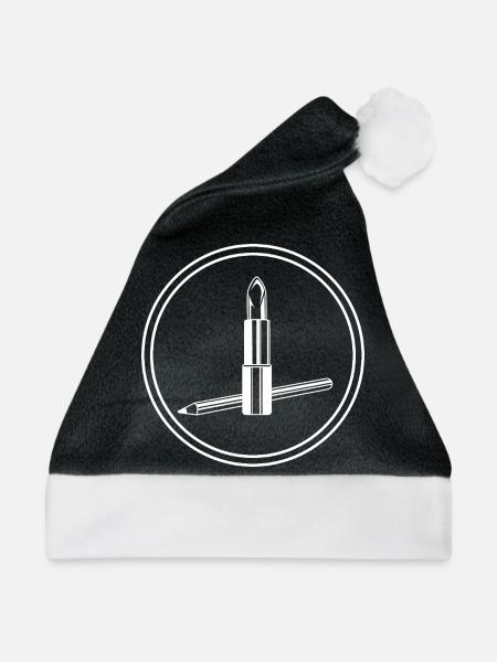 Make Up Kosmetik Icon - Weihnachtsmütze - Schwarz/Weiß - Vorne