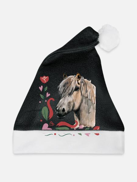 Pferde - Weihnachtsmütze - Schwarz/Weiß