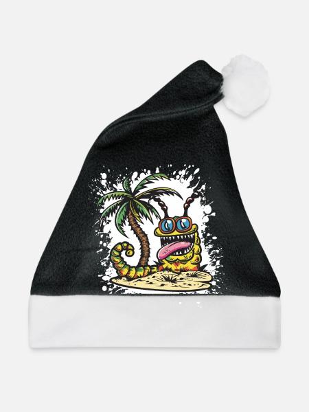 Wurm Sommer Urlaub - Weihnachtsmütze - Schwarz/Weiß - Vorne