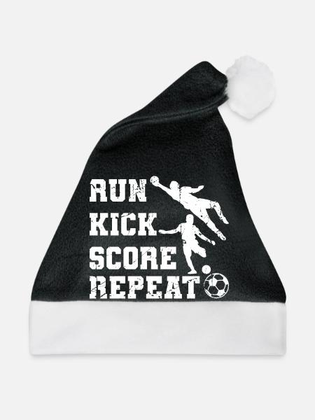 Run Kick Score Repeat - Weihnachtsmütze - Schwarz/Weiß - Vorne