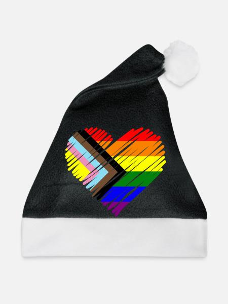 Pride Herz Chevron Muster - Weihnachtsmütze - Schwarz/Weiß