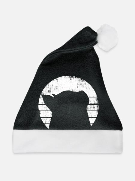 Katze Zeichnung - Weihnachtsmütze - Schwarz/Weiß