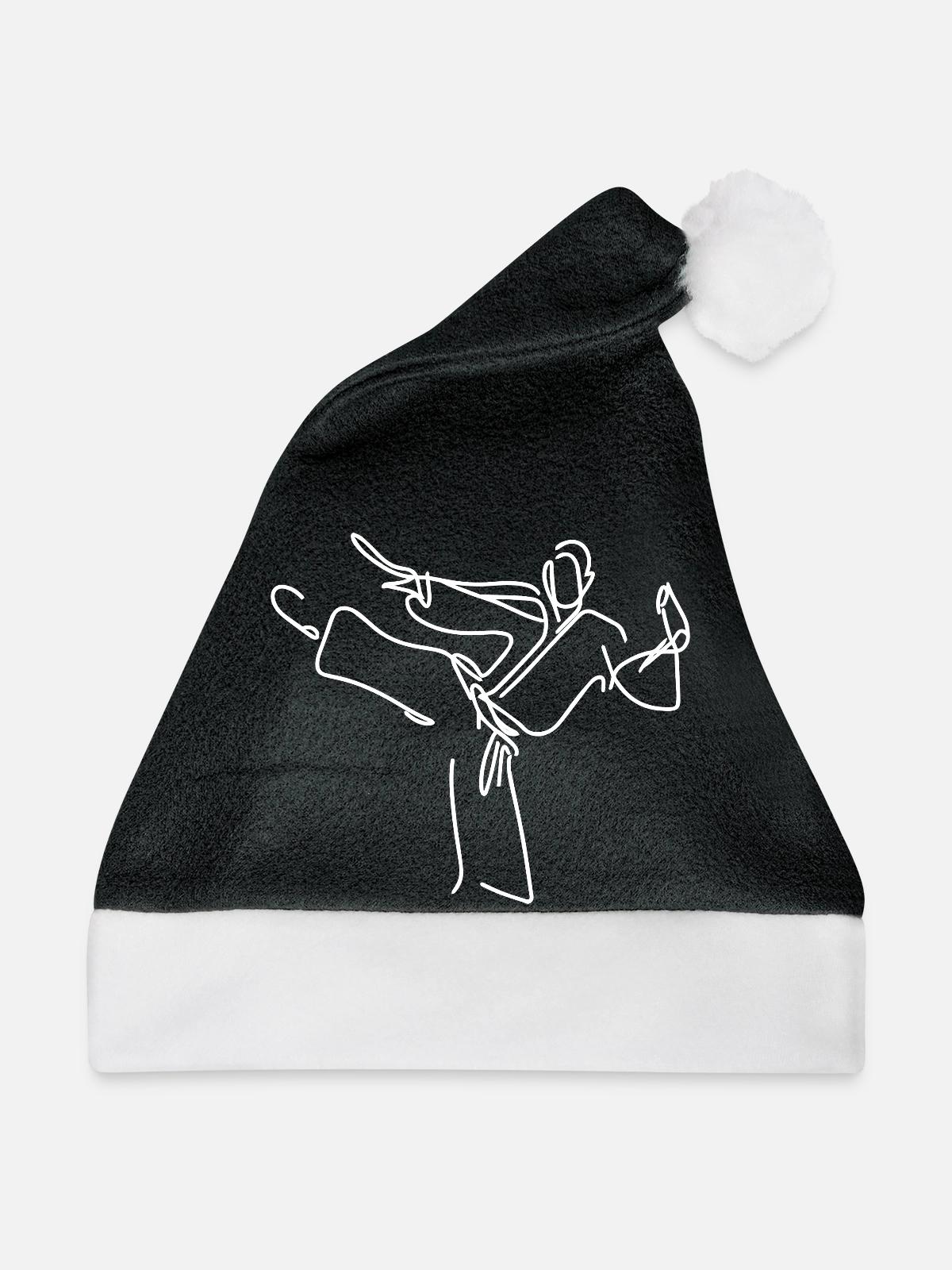 Karateka Zeichnung - Weihnachtsmütze - Schwarz/Weiß - Vorne