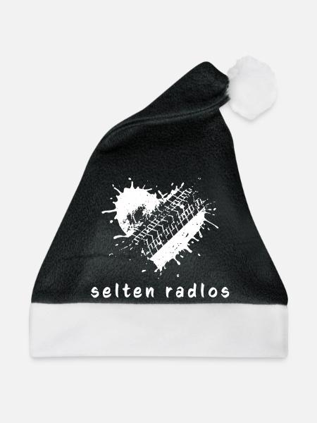 selten radlos fahrrad spruch geschenk herz reifen - Weihnachtsmütze - Schwarz/Weiß