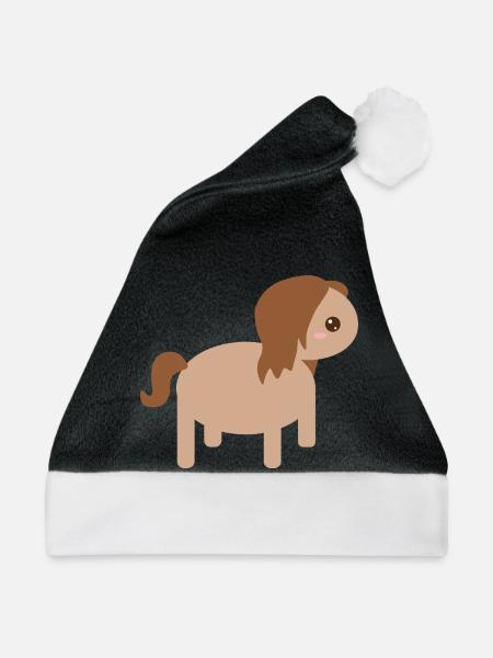 Einzigartige Pferdecharakter-Illustration - Weihnachtsmütze - Schwarz/Weiß
