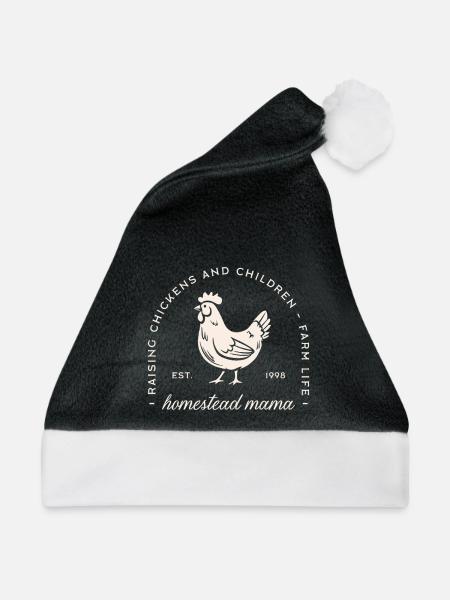 Gehöft Mutter Mutter lustiges Huhn Bauernhof Tier - Weihnachtsmütze - Schwarz/Weiß