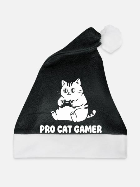 Pro Katze Gamer - Weihnachtsmütze - Schwarz/Weiß