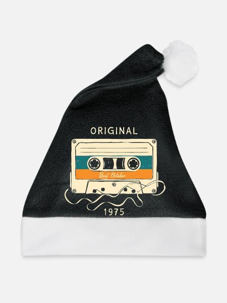 50. Geburtstag Oktober 1975 Vintage Kassette - Weihnachtsmütze - Schwarz/Weiß