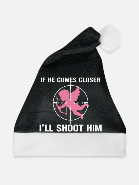 Anti-Valentinstag – Cupid im Fadenkreuz - Weihnachtsmütze - Schwarz/Weiß - Vorne