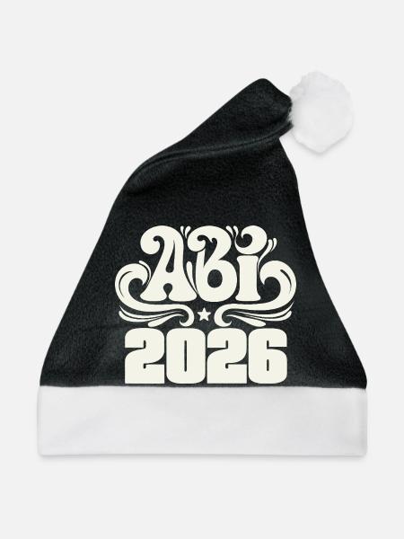 Abitur 2026 - Abi Schulabschluss - Weihnachtsmütze - Schwarz/Weiß - Vorne