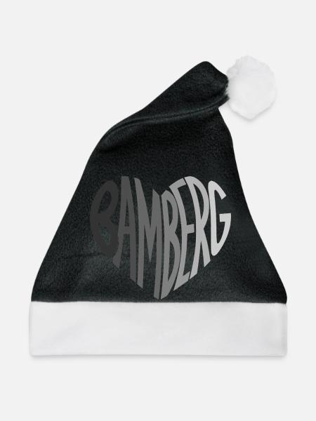 Bamberg Herz Typo - Weihnachtsmütze - Schwarz/Weiß