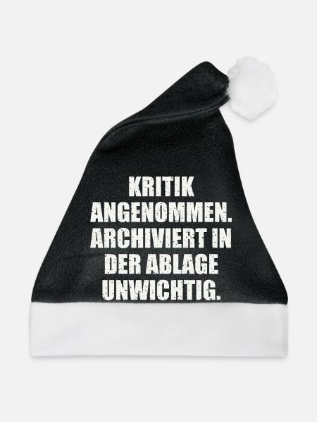 KRITIK ANGENOMMEN. LUSTIGER SPRUCH - Weihnachtsmütze - Schwarz/Weiß - Vorne