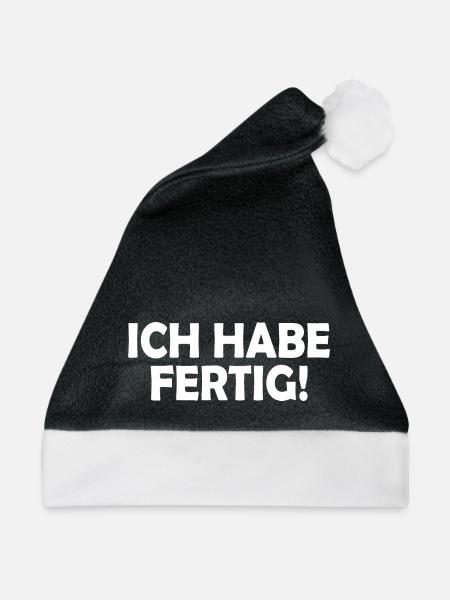 Ich habe fertig - Weihnachtsmütze - Schwarz/Weiß - Vorne