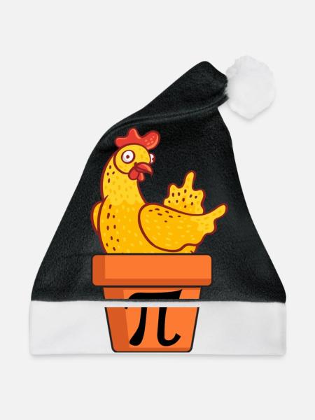 Chicken Pot Pie Lustiges Mathe-Wortspiel Chicken Pot Pi - Weihnachtsmütze - Schwarz/Weiß - Vorne