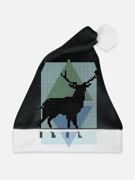 Hirsch - Weihnachtsmütze - Schwarz/Weiß