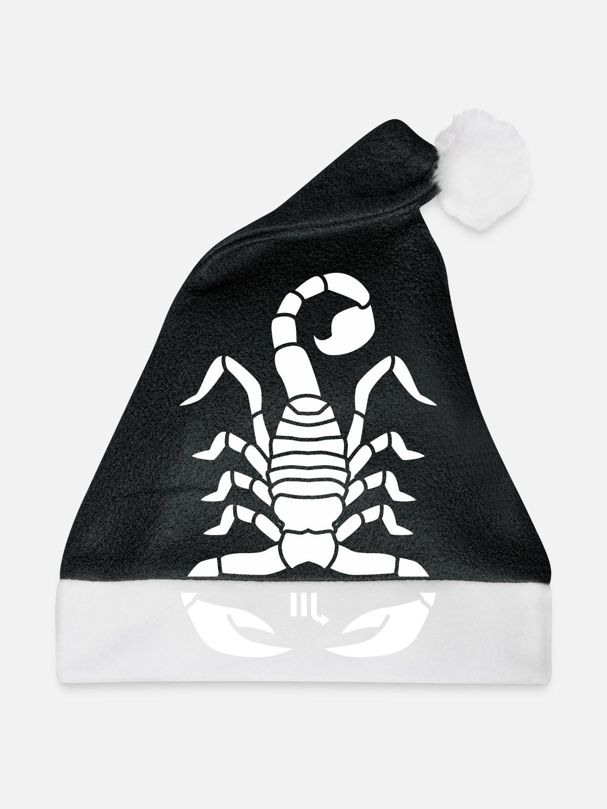 Skorpion Sternzeichen - Weihnachtsmütze - Schwarz/Weiß - Vorne