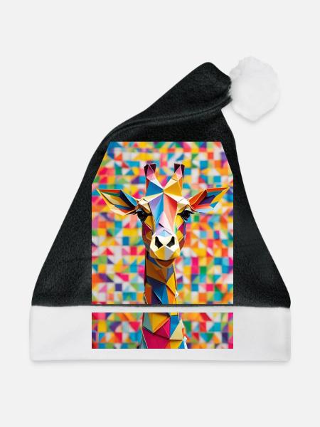 Regenbogen-Giraffe - Weihnachtsmütze - Schwarz/Weiß