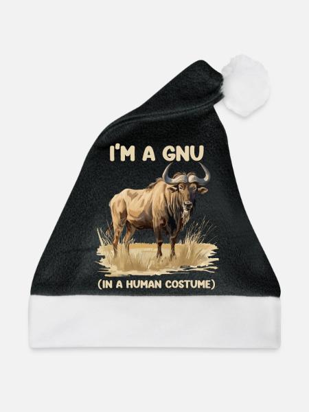 Ich Bin Ein Gnu Witziges Halloween Kostüm Gnu - Weihnachtsmütze - Schwarz/Weiß - Vorne