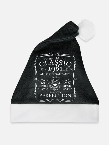 Klassiker November 1981 41. Geburtstag Geschenk - Weihnachtsmütze - Schwarz/Weiß - Vorne