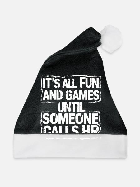 Erst Spaß, dann Human Resources - Weihnachtsmütze - Schwarz/Weiß