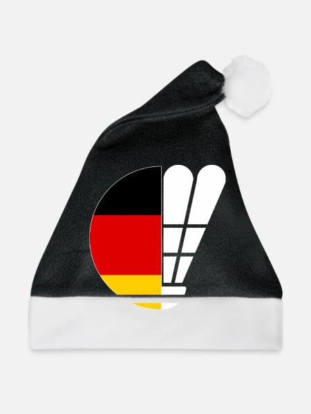 Federball Deutsche Flagge Badminton - Weihnachtsmütze - Schwarz/Weiß